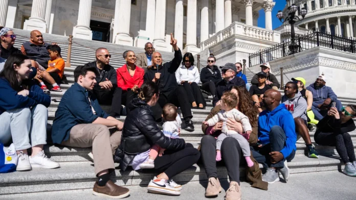 Desperate Times? Democrats Sit on Capitol Steps to Oppose Trump